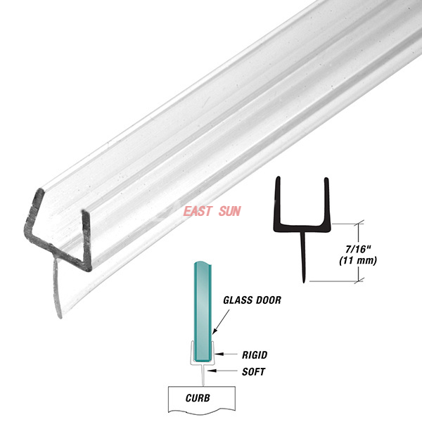 One-Piece Bottom Rail with Integrated Wipe for 3/8" (10 mm) Glass