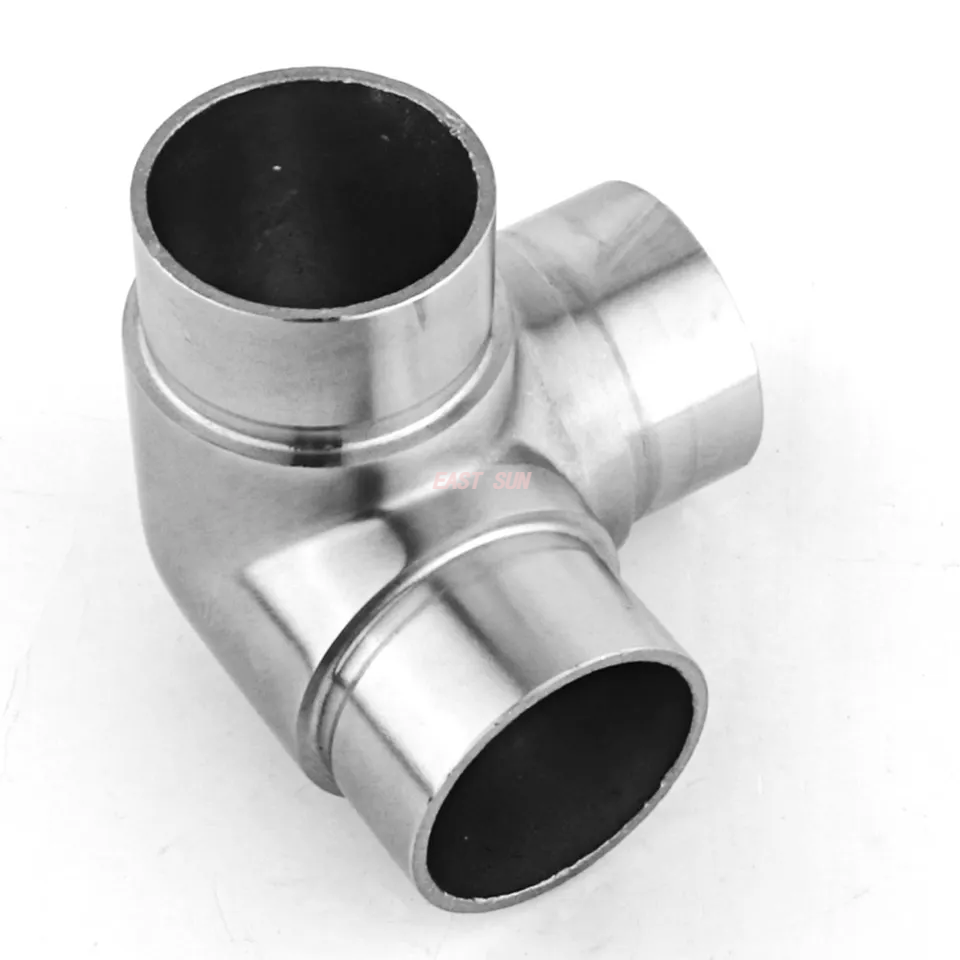 Balcony Baluster Handrail Elbow 3 Way Round Railing Fittings 304 316 Stainless Steel Handrail Connector